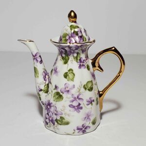 Victoria's Garden Mini Teapot Purple Violets 4.5"
